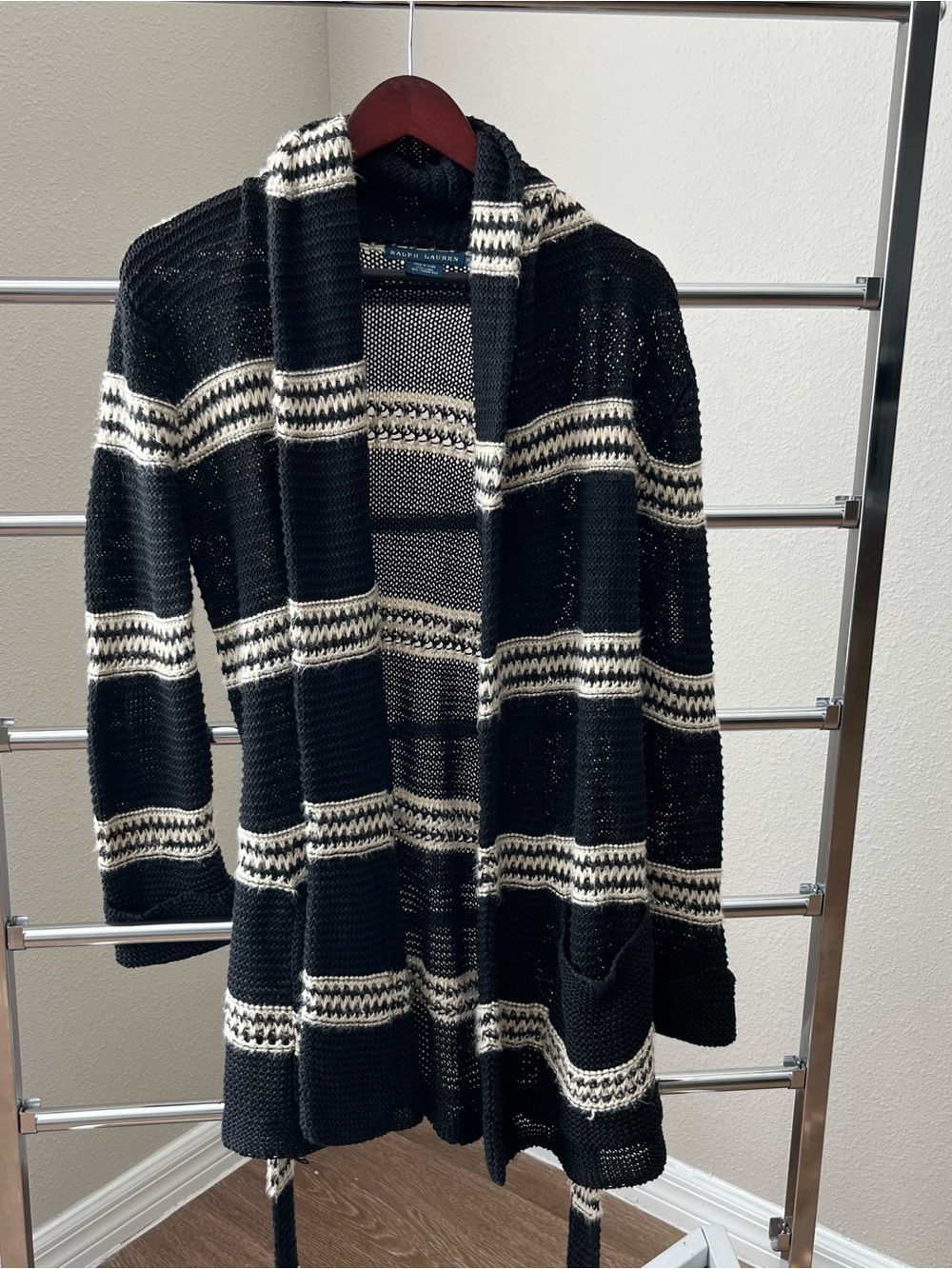 Polo Ralph Lauren Vintage Shawl Collar Cardigan Black XS